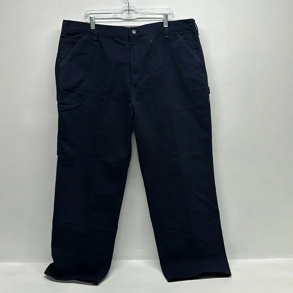 Carhartt Pants Washed Work Utility Dungaree Straight Leg Midnight Blue 42 x 30 - Picture 2 of 8